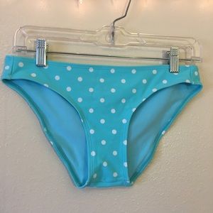 Blue bikini bottom with white polka dots